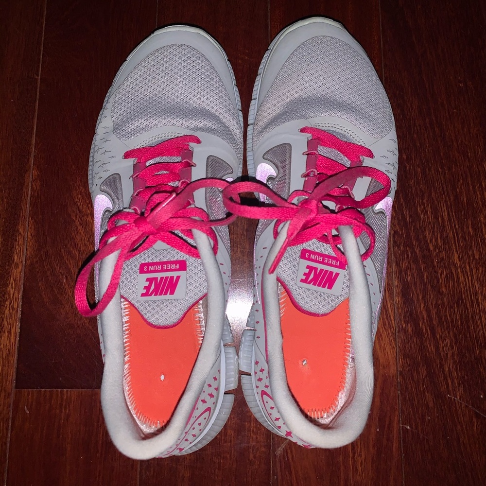 Nike Free Run 3 Gray & Pink Sneakers - Picture 6 of 8